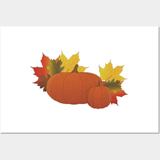 Autumn Leaves with Pumpkins Posters and Art